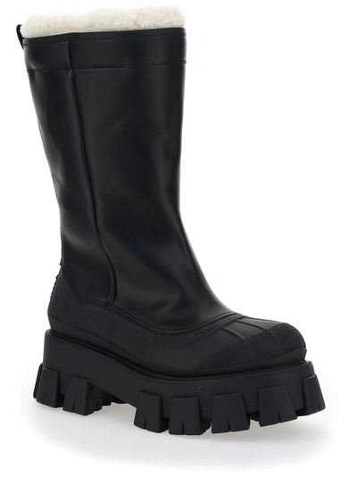 Shop Prada Chunky Sole Boots In Black