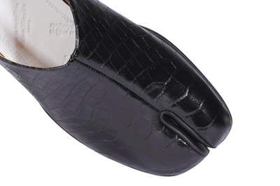 Shop Maison Margiela Tabi Embossed Slippers In Black
