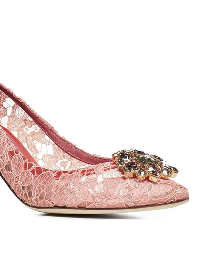 Shop Dolce & Gabbana Bellucci Embellished Lace Pumps In Pink