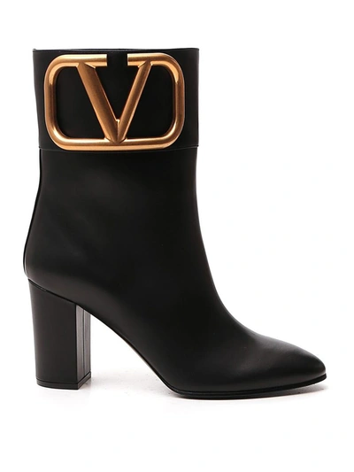 Shop Valentino Vlogo Ankle Boots In Black