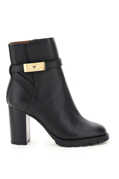 Shop Tory Burch Buckle Ankle Boots In Black