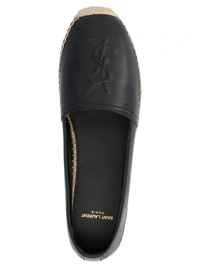 Monogrammed Leather Espadrilles in Black - Saint Laurent