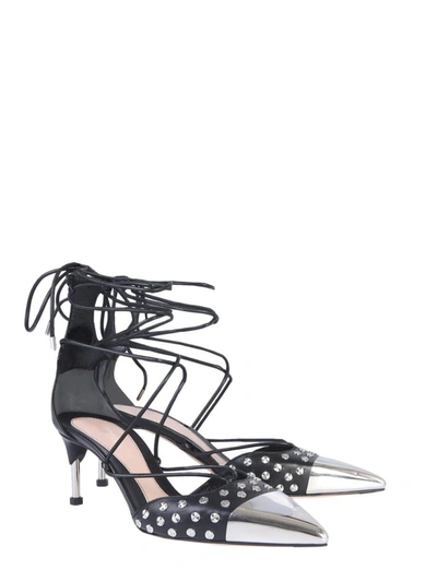 Shop Alexander Mcqueen Embellished Strapped Pumps In Black