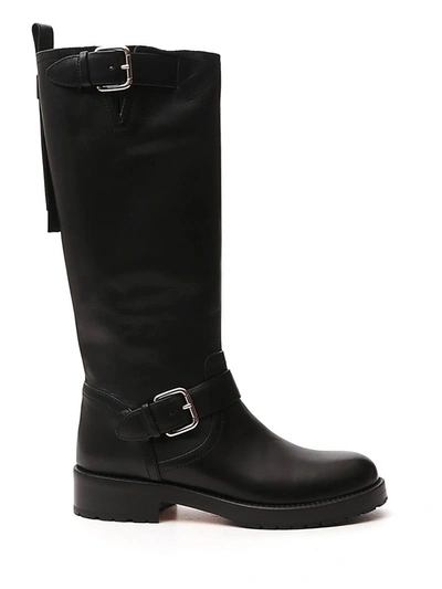 Shop Red Valentino Redvalentino Buckled Biker Boots In Black