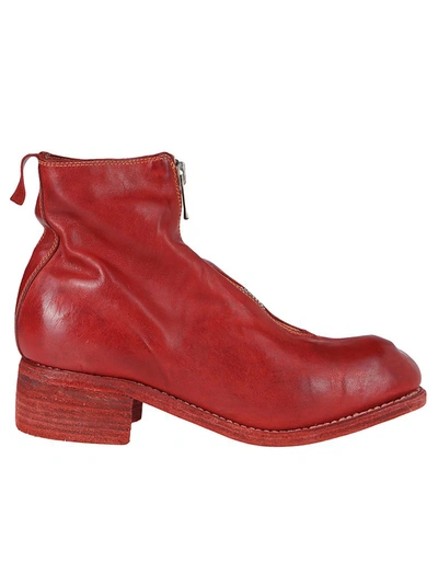 Shop Guidi Pl1 Front Zip Ankle Boots In Red