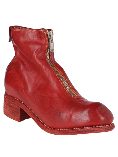 Shop Guidi Pl1 Front Zip Ankle Boots In Red
