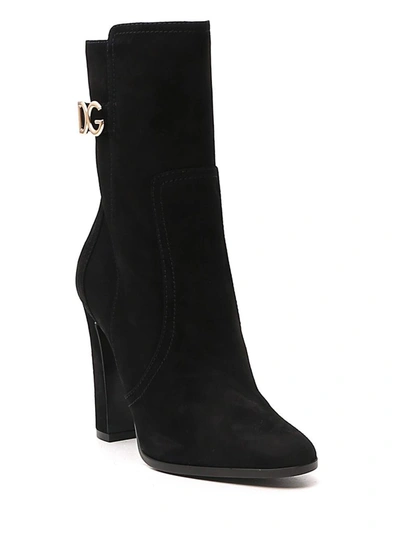 Shop Dolce & Gabbana Dg Logo Plaque Ankle Boots In Black