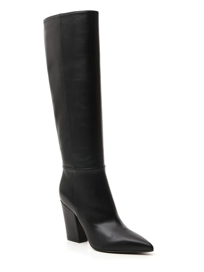 Shop Sergio Rossi Pointed Toe Knee High Boots In Black