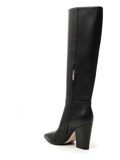 Shop Sergio Rossi Pointed Toe Knee High Boots In Black