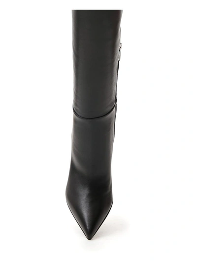 Shop Sergio Rossi Pointed Toe Knee High Boots In Black