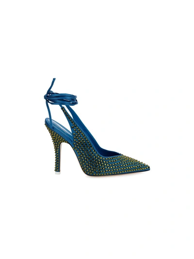 Shop Attico The  Studded Slingback Pumps In Blue