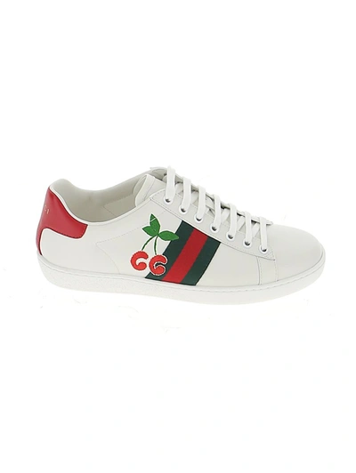 Gucci Ace Embroidered Leather Sneakers In White