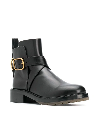 Shop Chloé Diane Buckle Detailed Ankle Boots In Black