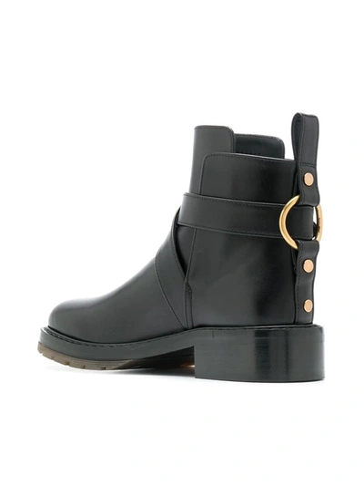 Shop Chloé Diane Buckle Detailed Ankle Boots In Black