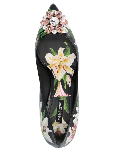 Shop Dolce & Gabbana Floral Printed Embellished Pumps In Black