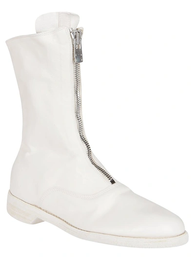 Shop Guidi 310 Front Zipped Army Boots In White