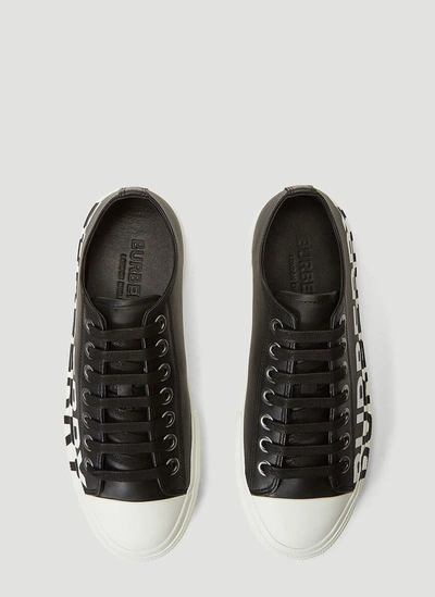 Shop Burberry Logo Two Tone Sneakers In Black