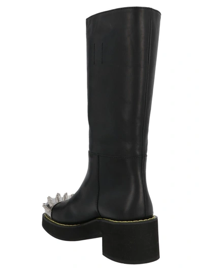 Shop Miu Miu Studded Toe Boots In Black