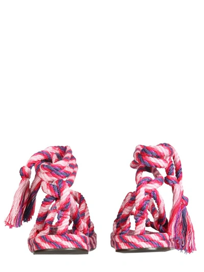 Shop Isabel Marant Woven Effect Flat Sandals In Pink