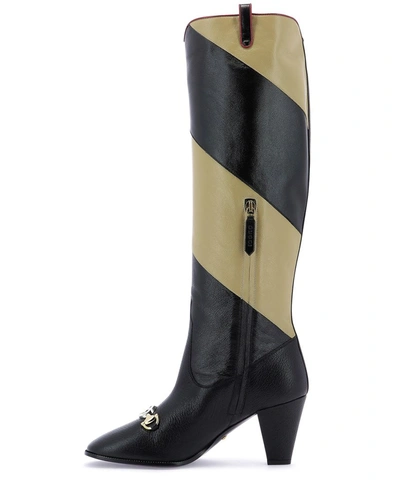 Shop Gucci Zumi Diagonal Striped Knee Length Boots In Multi