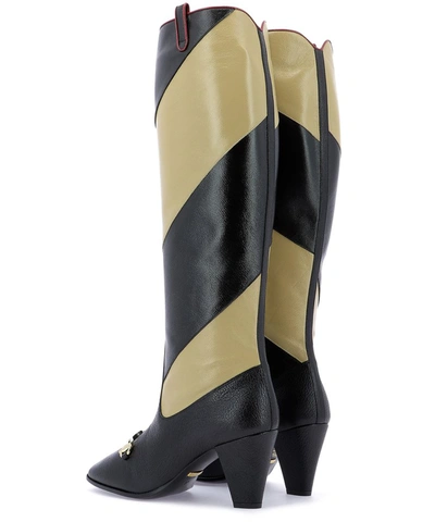 Shop Gucci Zumi Diagonal Striped Knee Length Boots In Multi