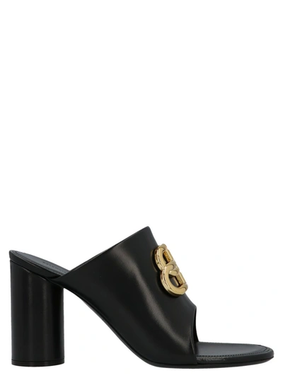 Shop Balenciaga Bb Plaque Sandals In Black