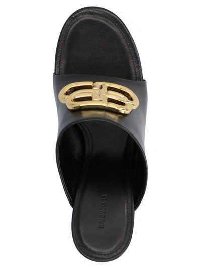 Shop Balenciaga Bb Plaque Sandals In Black