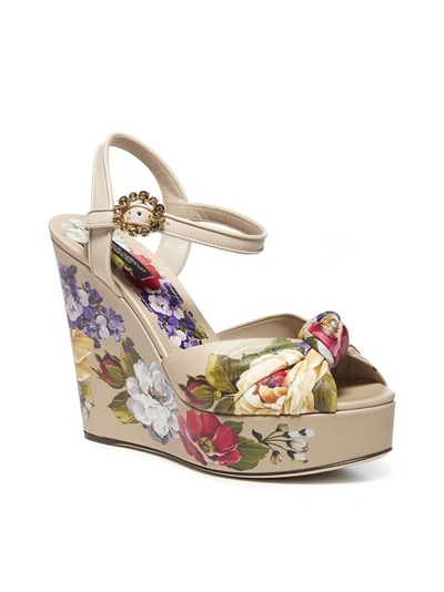 Shop Dolce & Gabbana All Over Floral Print Wedges In Multi