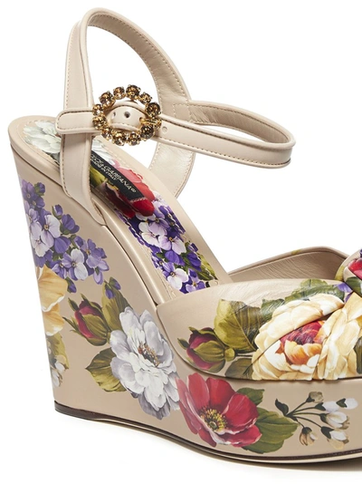 Shop Dolce & Gabbana All Over Floral Print Wedges In Multi