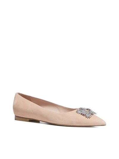 Shop Stuart Weitzman Kelsey Crystal Embellished Flats In Pink