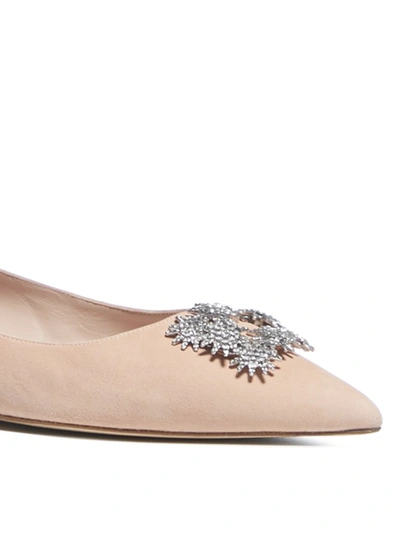 Shop Stuart Weitzman Kelsey Crystal Embellished Flats In Pink