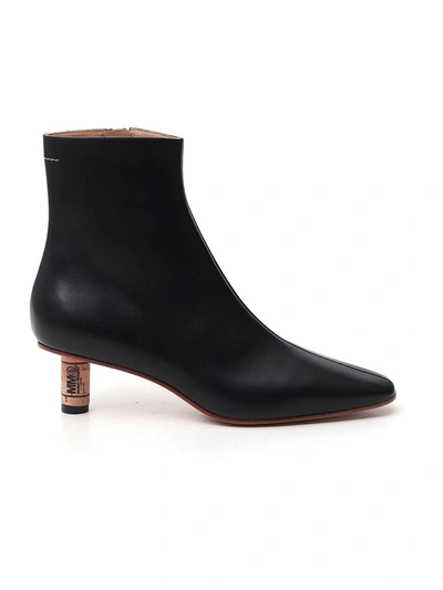 Shop Mm6 Maison Margiela Cork Heel Ankle Boots In Black