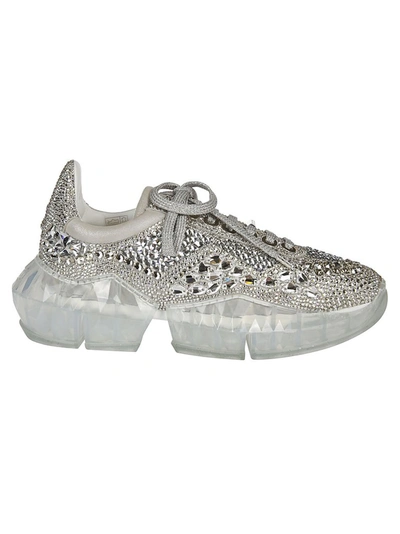 Shop Jimmy Choo Diamond Crystal Embellished Sneakers In Silver