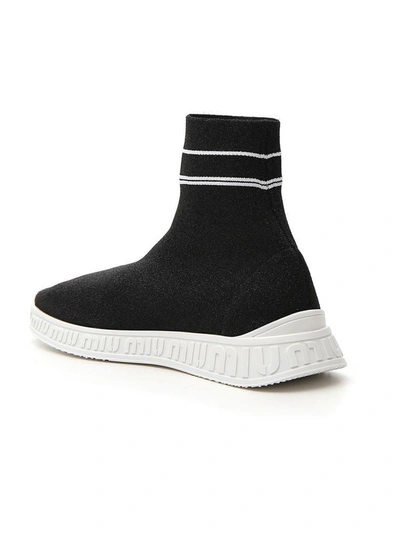 Shop Miu Miu Knitted Sock Sneakers In Black