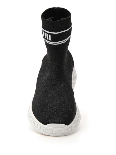 Shop Miu Miu Knitted Sock Sneakers In Black