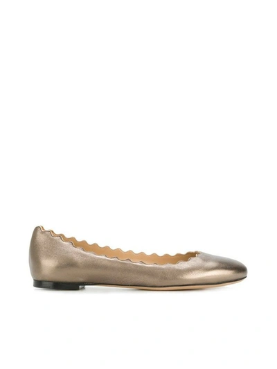 Shop Chloé Zig Zag Ballerinas In Silver