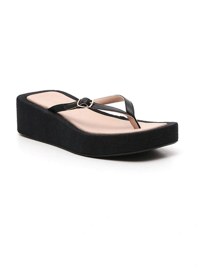 Shop Jacquemus Les Tatanes Lin Platform Sandals In Black