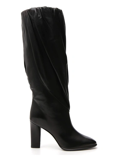 Shop Givenchy Pleated Chunky Heel Boots In Black