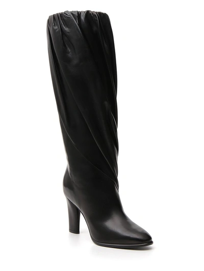 Shop Givenchy Pleated Chunky Heel Boots In Black