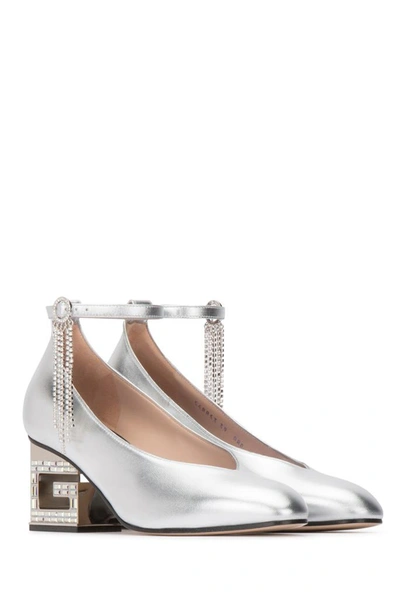 Shop Gucci G Heel Crystal Embellished Pumps In Silver