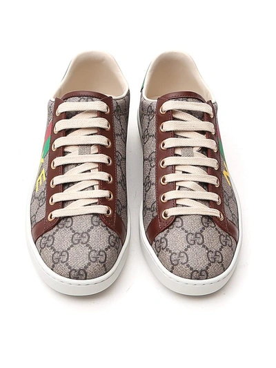 Shop Gucci Ace Logo Printed Sneakers In Multi