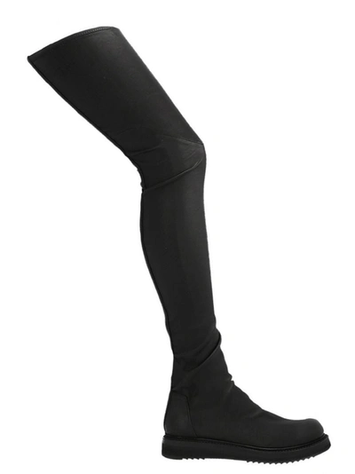 Shop Rick Owens Creeper Stocking Over The Knee Boots In Black