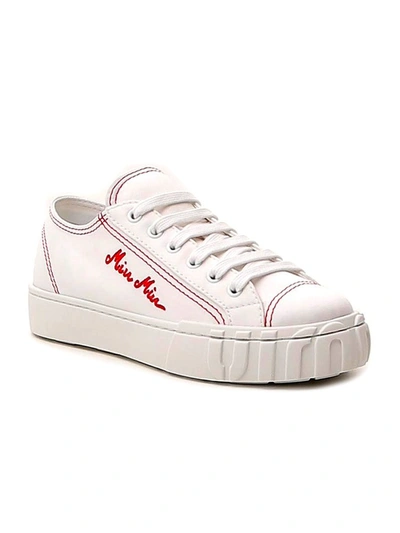 Shop Miu Miu Logo Sneakers In White