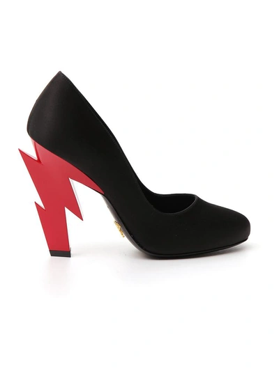 Shop Prada Lighting Bolt Heel Pumps In Multi