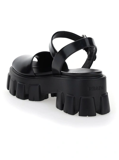 Shop Prada Monolith Chunky Platform Sandals In Black