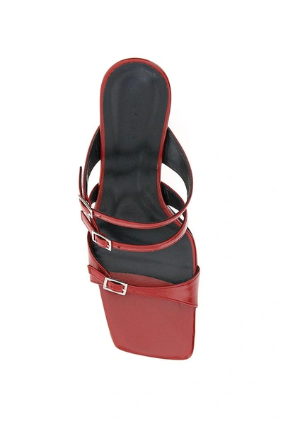 Shop By Far Malene Buckle Strap Mules In Red