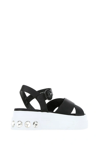 Shop Miu Miu Crystal Detail Platform Sandals In Black