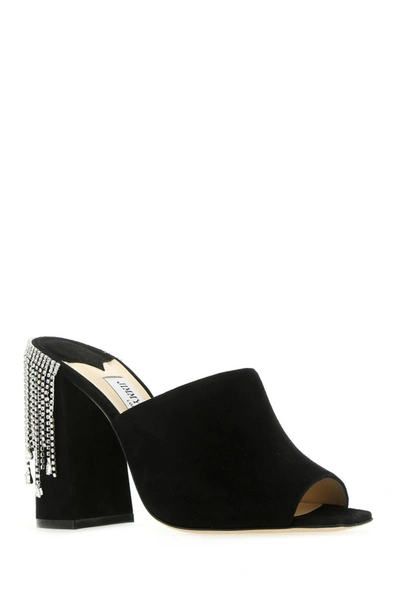 Shop Jimmy Choo Baia 10 Block Heel Mules In Black