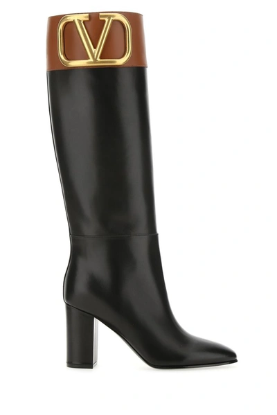 Shop Valentino Supervee Block Heel Boots In Black