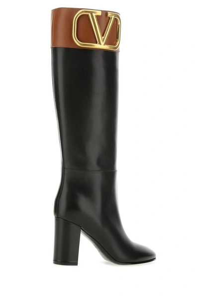 Shop Valentino Supervee Block Heel Boots In Black